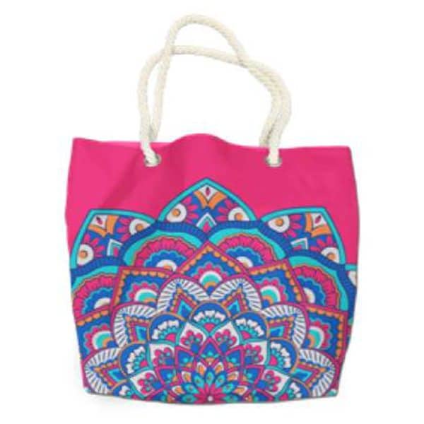Bolsa de la Toalla de Playa Microfibra Redonda Mandala Rosa 180 cm