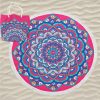Toalla de Playa Microfibra Redonda Mandala Rosa 180 cm + Bolsa de Playa
