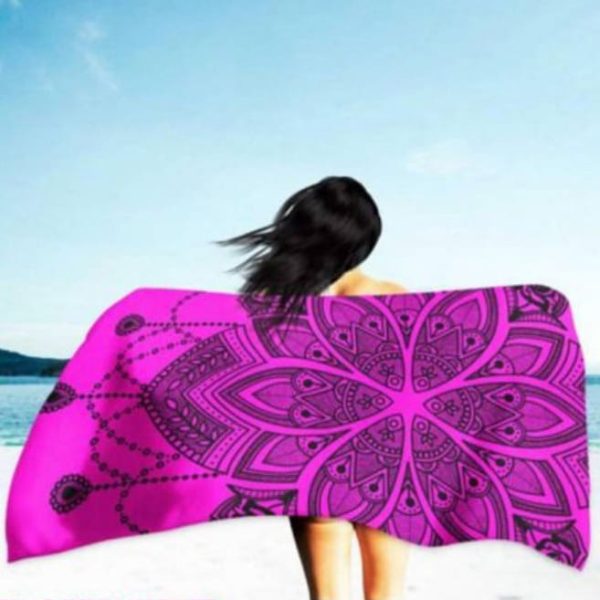 Toalla de Playa Microfibra Mandala Rosa 180 x 100 cm