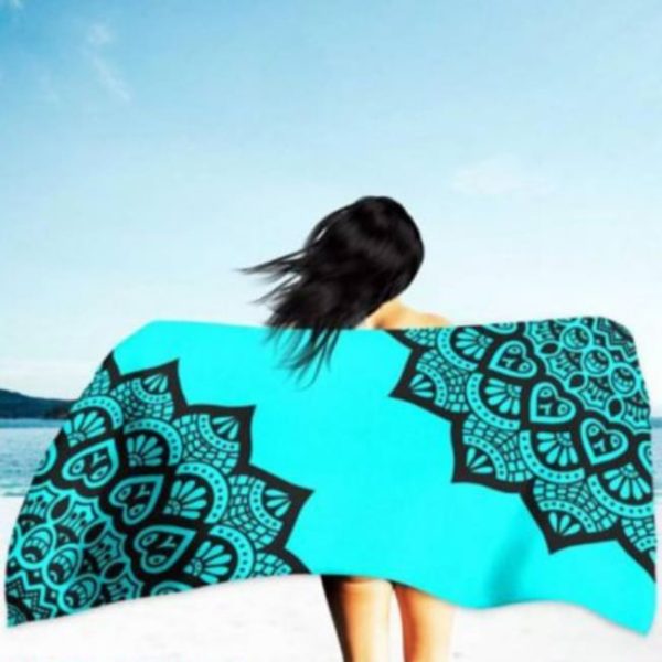 Toalla de Juego de Microfibra Mandalas Azul Fluorescente 180 x 100 cm