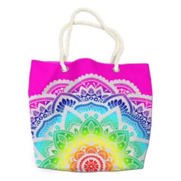 Bolsa de la Toalla de Playa Microfibra Redonda Mandala Multicolor Estrella 180 cm