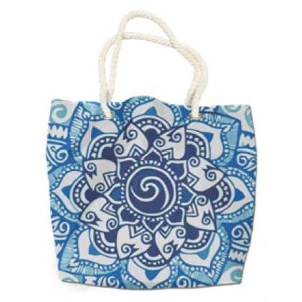 Bolsa de la Toalla de Playa Microfibra Redonda Mandala Azul 180 cm