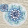 Toalla de Playa Microfibra Redonda Mandala Azul 180 cm + Bolsa de Playa