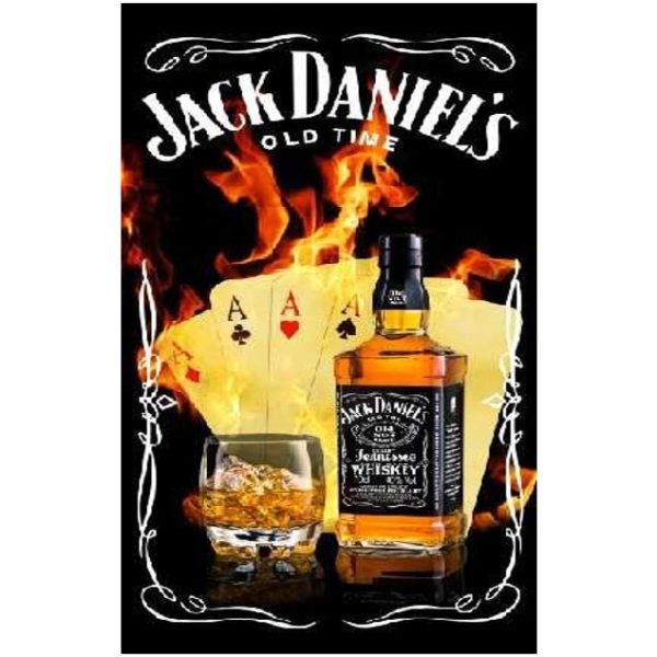Toalla de Playa Microfibra Jack Daniels Poker y Botella 180 x 100 cm