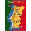 Toalha de Praia Microfibra Mapa Tradicional de Portugal 180 x 100 cm