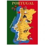 Toalha de Praia Microfibra Mapa Tradicional de Portugal 180 x 100 cm