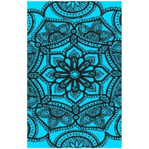 Toalla de playa de microfibra Mandala azul fluorescente 180 x 100 cm