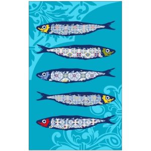 Toalla de Playa Microfibra Sardinas de Losas 180 x 100 cm