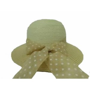 Sombrero de Mujer con Cinta de Lunares Beige Claro
