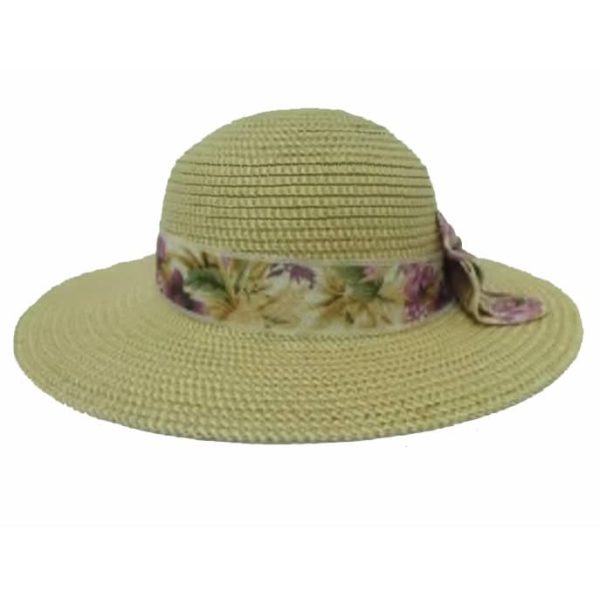 Pamela de Mujer con Cinta Matizada y Lazo de Flores Beige