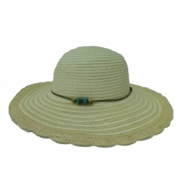 Pamela de Mujer con Plumas y Rayas en las Alas Beige Claro