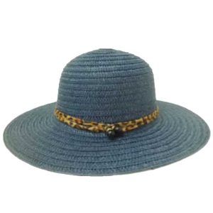 Capelina de Señora Lisa con Cinta de Leopardo y Bolitas Negras - Azul