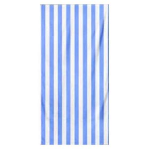 Toalla de Playa Microfibra a Rayas - Azul y Blanco
