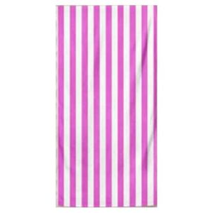 Toalla de Playa Microfibra a Rayas - Rosa Chicle y Blanco