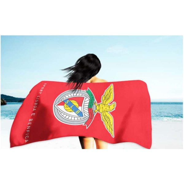 Toalla de Playa Microfibra Licenciada SL Benfica Fondo Liso Rojo 180 x 100 cm