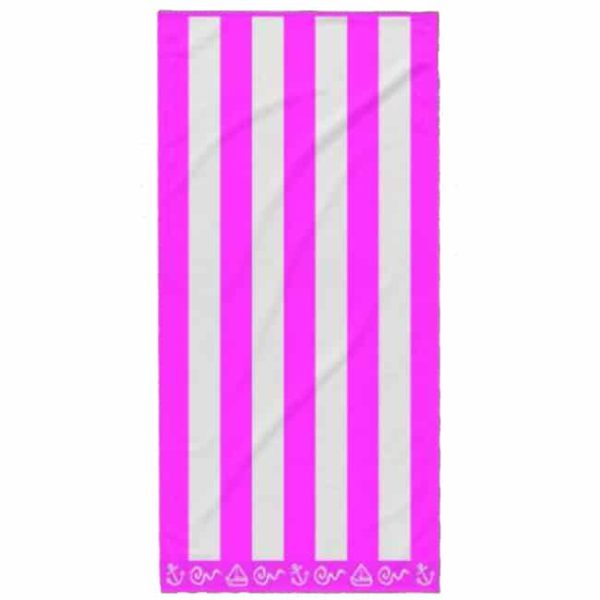 Toalla de Playa Algodón Rayas Rosa 180 x 100 cm