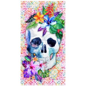 Toalla de Playa de Microfibra Calaveras y Flores 180 x 100 cm