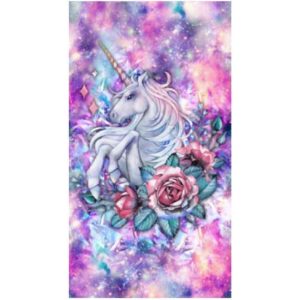 Toalla de Playa Microfibra Rosas y Unicornios 180 x 100 cm
