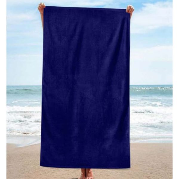 Toalla de playa de algodón lisa azul oscuro