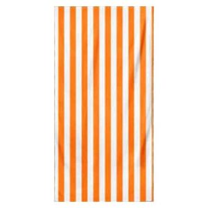 Toalla de Playa Microfibra a Rayas - Naranja y Blanco