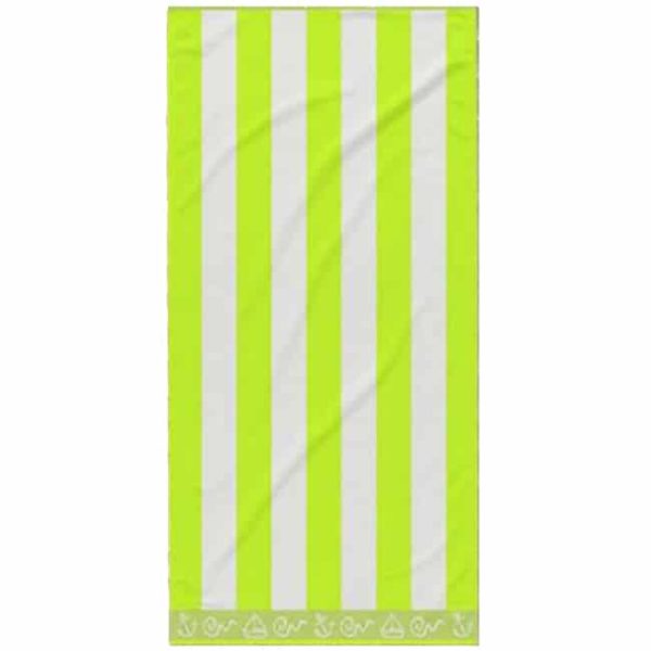 Toalla de Playa Algodón Rayas Verde Claro 180 x 100 cm