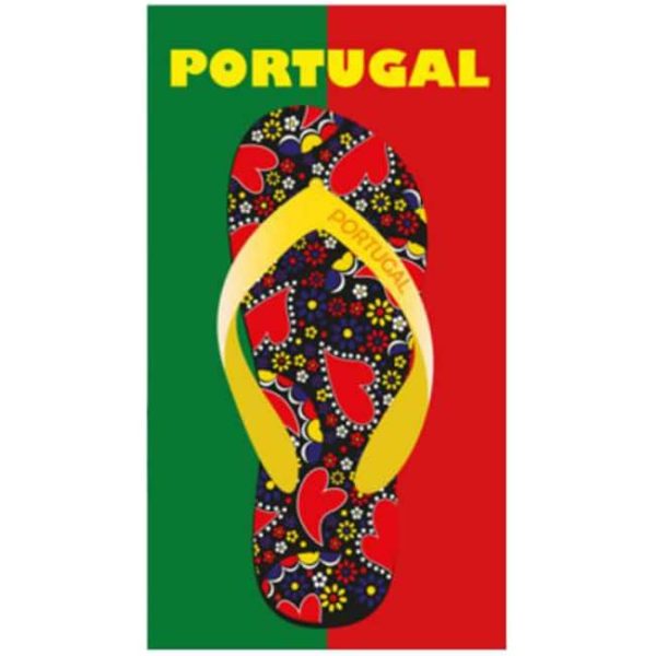 Toalla de Playa Microfibra Chancla con Bandera de Portugal 180 x 100 cm