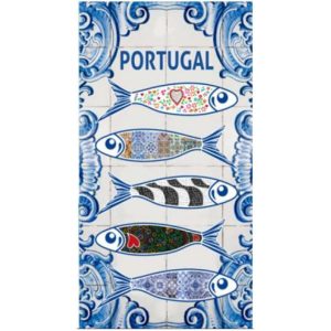 Toalla de playa de microfibra Sardines & Tiles 180 x 100 cm