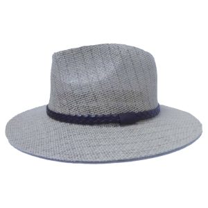 Sombrero de Hombre con Ala Derecha y Cinta en Trenza Gris
