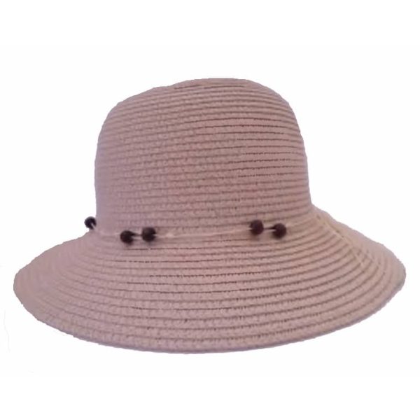 Sombrero de Mujer Liso con Ala Corta y Hilo con Adornos Rosa Oscuro