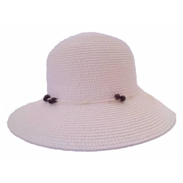 Sombrero de Mujer Liso con Ala Corta y Hilo con Adornos Rosa Claro