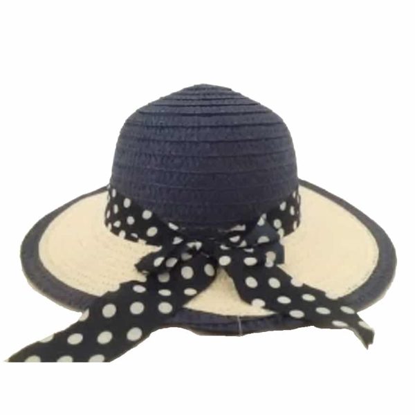 Sombrero de Niña con Cinta de Lunares Blancos y Visera de Otro Color Azul