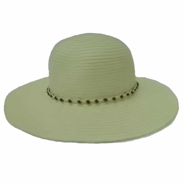Pamela de Mujer de Paja Fina con Hilo de Elementos Decorativos Beige Claro