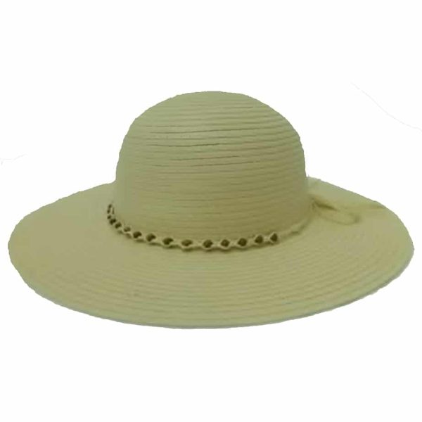 Pamela de Mujer de Paja Fina con Hilo de Elementos Decorativos Beige Oscuro