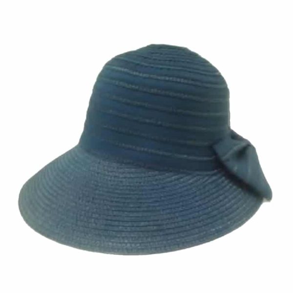 Sombrero de Mujer de Paja Fina con Lazo en la Corona Azul