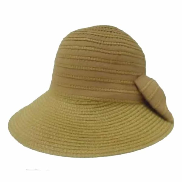 Sombrero de Mujer de Paja Fina con Lazo en la Corona Marrón