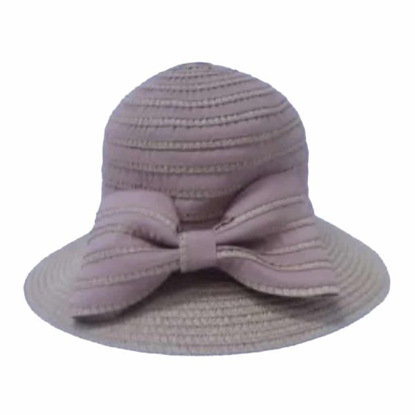 Sombrero de Mujer de Paja Fina con Lazo en la Corona Lila