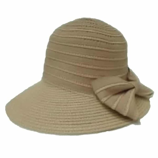 Sombrero de Mujer de Paja Fina con Lazo en la Corona Rosa