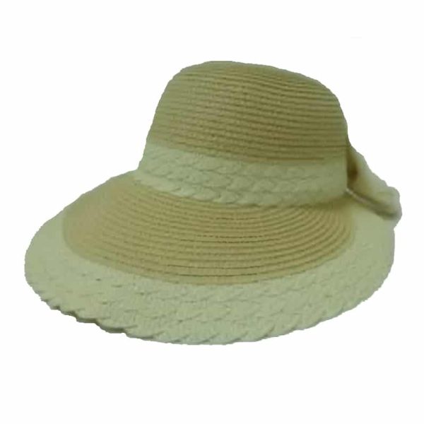 Sombrero de Mujer de Paja Fina con Lazo de Tweed en la parte Trasera Beige