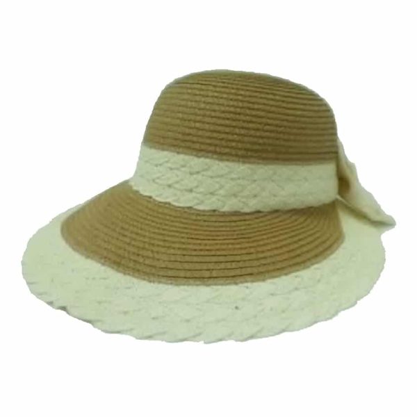 Sombrero de Mujer de Paja Fina con Lazo de Tweed en la parte Trasera Marrón