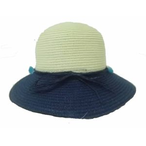 Sombrero de Mujer de Ala Corta con Dos Colores Azul Marino