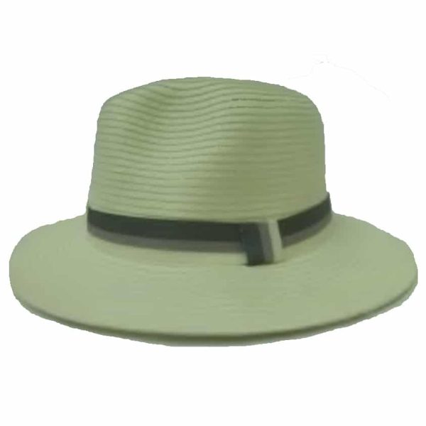Sombrero Unisex de Paja Fina y Cinta con Rayas Blanco