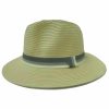 Sombrero Unisex de Paja Fina y Cinta con Rayas Beige
