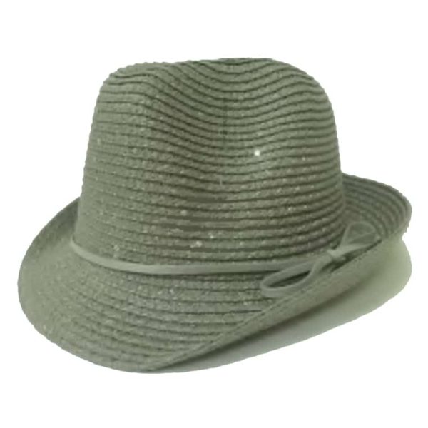 Sombrero Pequeño Liso de Ala Curvada con Lentejuelas Gris