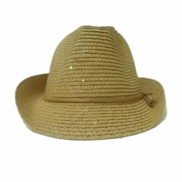 Sombrero Pequeño Liso de Ala Curvada con Lentejuelas Amarillo