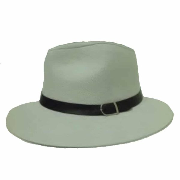 Sombrero de Hombre de Ala Recta y Cinta de PVC Gris