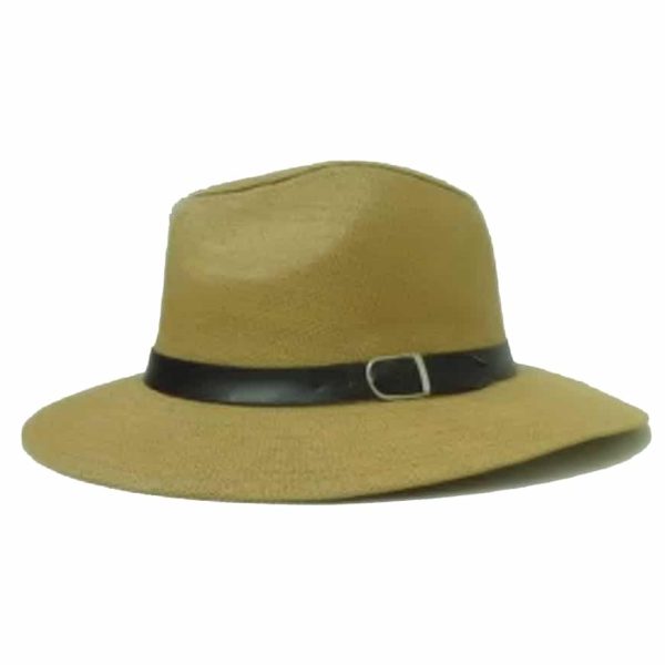Sombrero de Hombre de Ala Recta y Cinta de PVC Marrón