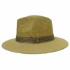 Sombrero de Hombre con Ala Derecha y Cinta de Rayas Negras y Doradas Amarillo