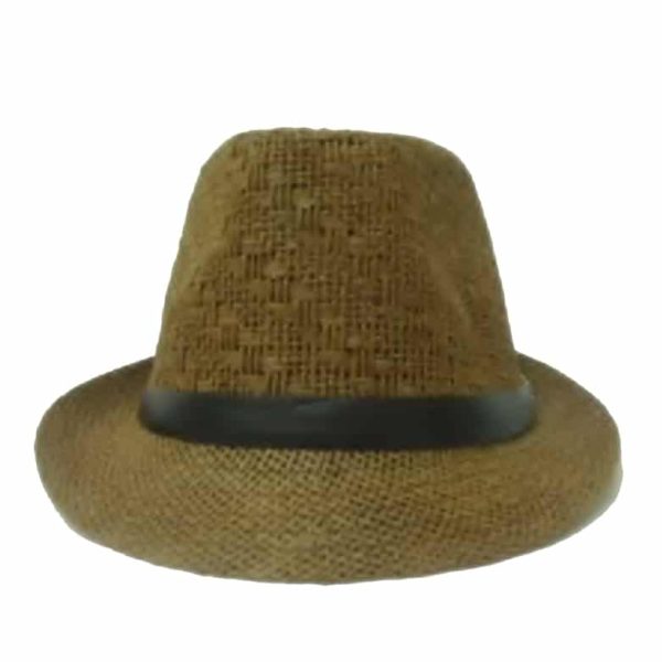 Sombrero Pequeño Liso de Ala Curvada y Corona con Patrón Marrón
