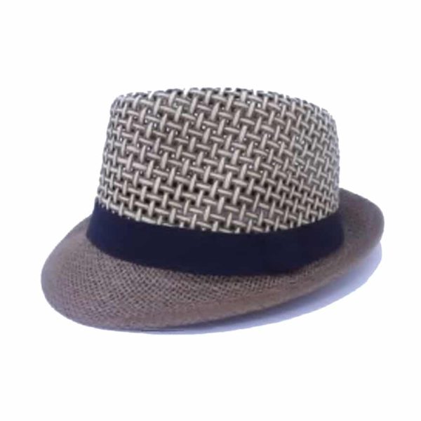 Sombrero Pequeño de Hombre con Ala Curvada y Corona Abierta Marrón