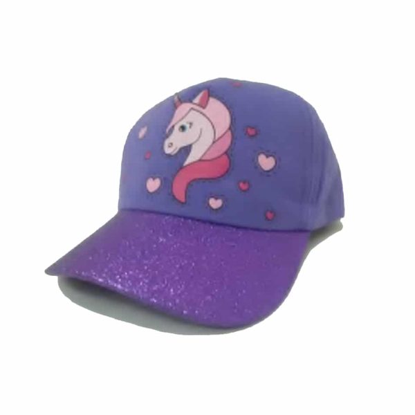 Gorra de Niña Unicornio con Visera y Pedrería Lila